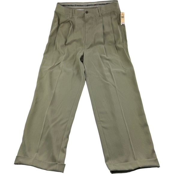 NWT Tommy Bahama Relax Khaki Silk Tencel Pleated Relaxed Pants Mens Size 34X29